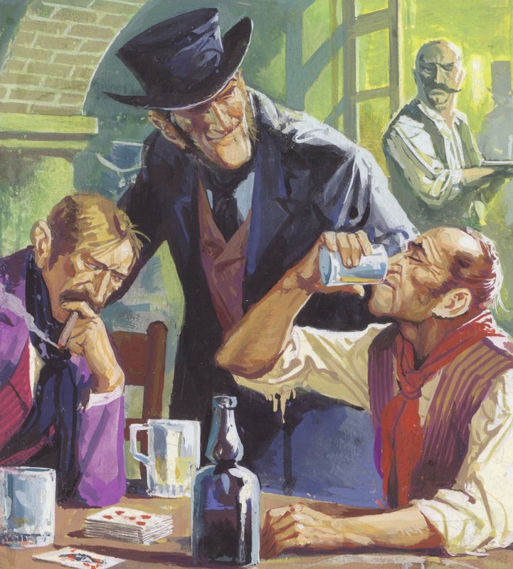 Burke y Hare, ladrones de tumbas y asesinos (gouache sobre papel) de Severino Baraldi