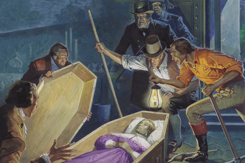 Burke y Hare, ladrones de tumbas y asesinos (gouache sobre papel) de Severino Baraldi