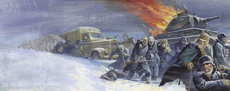 Soldados alemanes tras la batalla de Stalingrado de Severino Baraldi