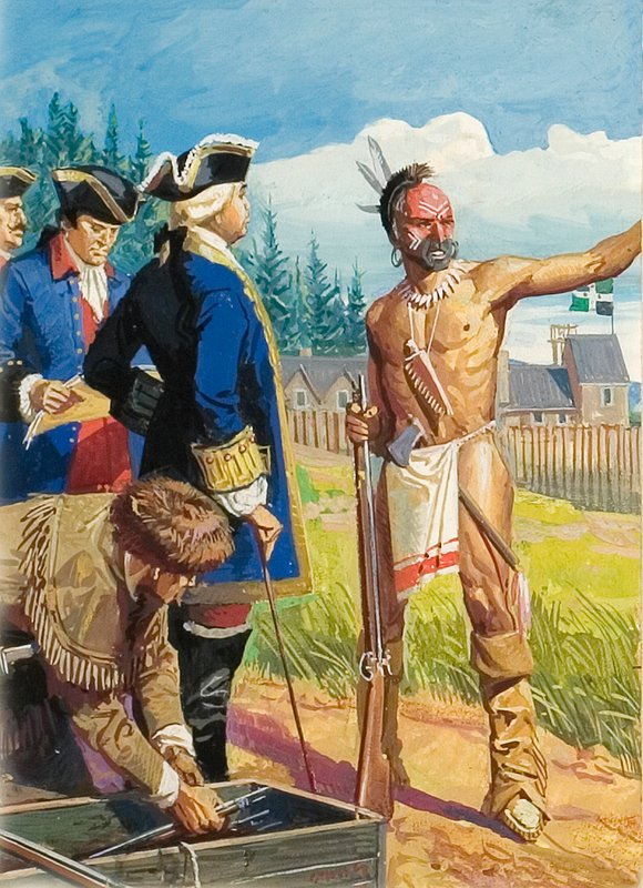 Louis Montcalm en conversaciones con los indios americanos de Severino Baraldi