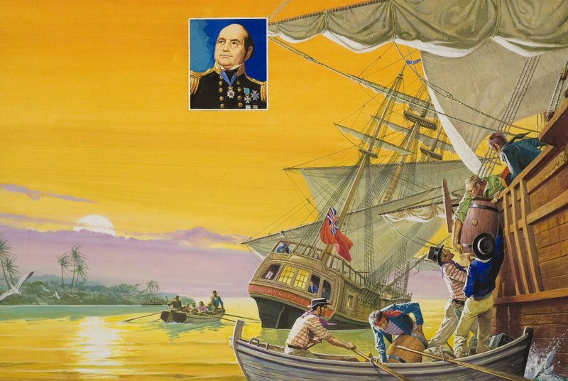 Sir John Franklin (1786-1847) (gouache sobre papel) de Severino Baraldi