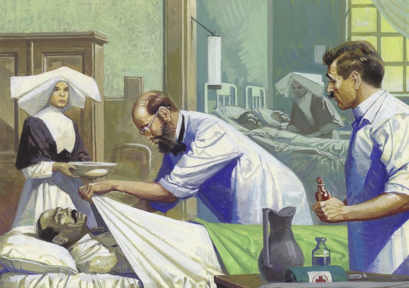 La fiebre amarilla mata a los trabajadores del Canal de Panamá (gouache sobre papel) de Severino Baraldi
