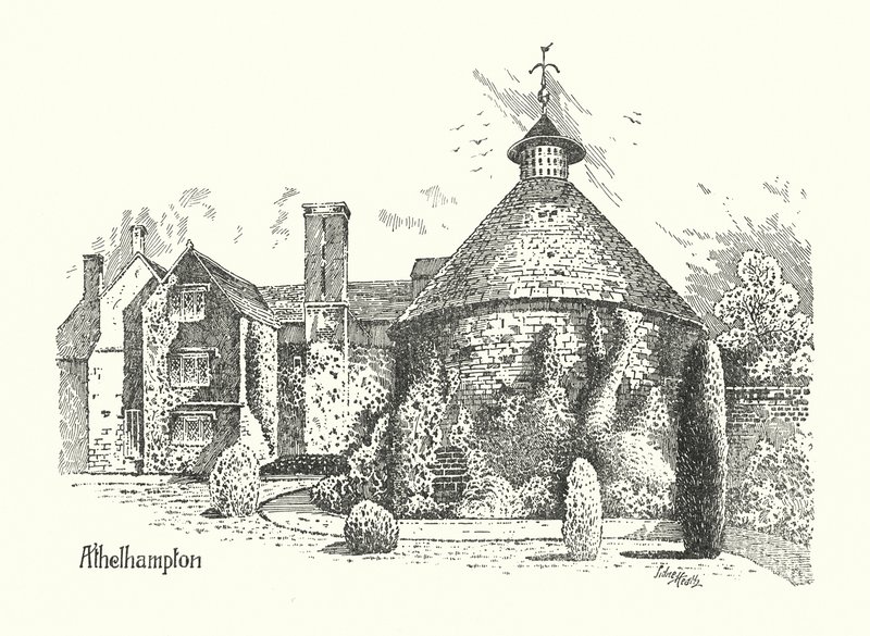 Dorset: Athelhampton Hall (litografía) de Sidney Heath