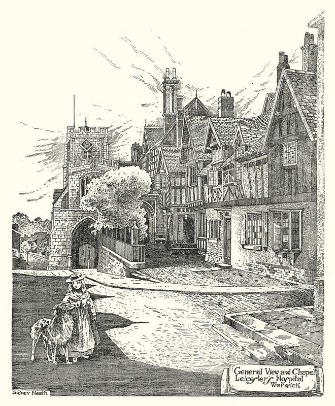 Vista General y Capilla, Hospital de Leicester, Warwick de Sidney Heath