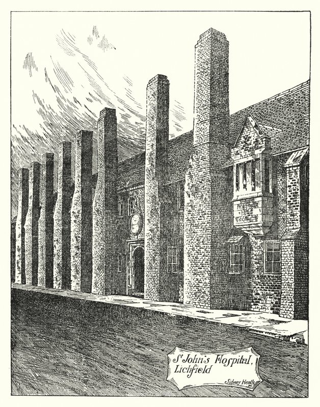 Hospital de San Juan, Lichfield (grabado) de Sidney Heath