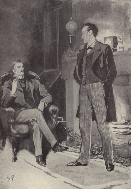 Entonces se paró junto al fuego: escena del misterio de Sherlock Holmes Un escándalo en Bohemia, de Arthur Conan Doyle de Sidney Paget