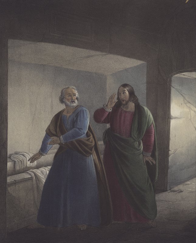 Pedro y Juan en el sepulcro. Él ha resucitado. de Siegfried Detler Bendixen