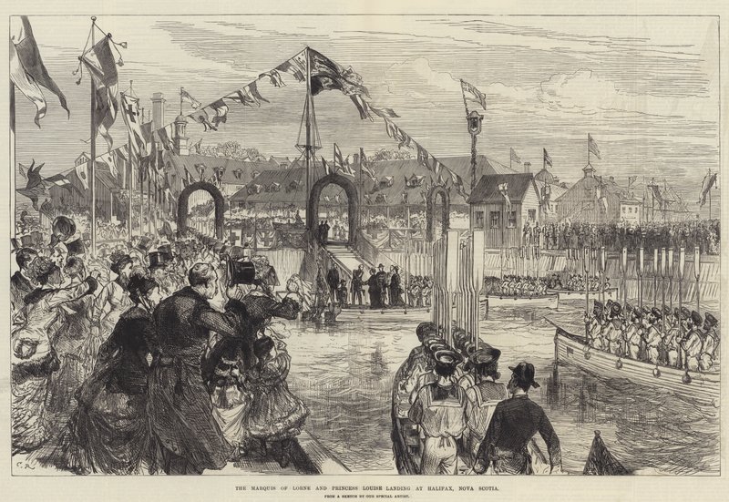 El Marqués de Lorne y la Princesa Louise desembarcando en Halifax, Nueva Escocia de Sir John Charles Robinson