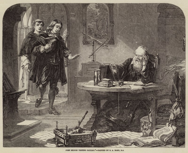 John Milton visitando a Galileo de Solomon Alexander Hart