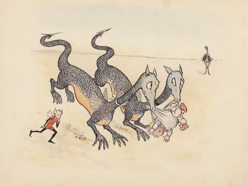 Ilustración para Little Twin Dragons de S Rosamond Praeger (litografía en color) de Sophia Rosamond Praeger