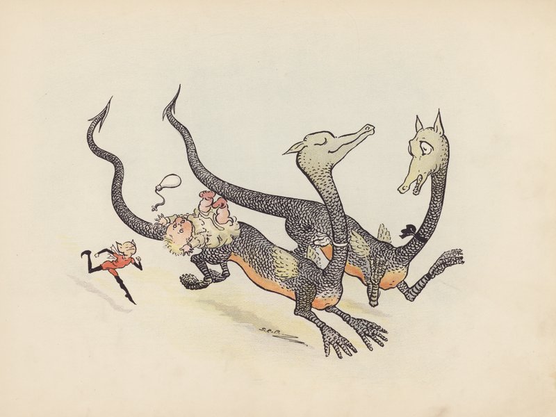 Ilustración para Little Twin Dragons de S Rosamond Praeger (litografía en color) de Sophia Rosamond Praeger