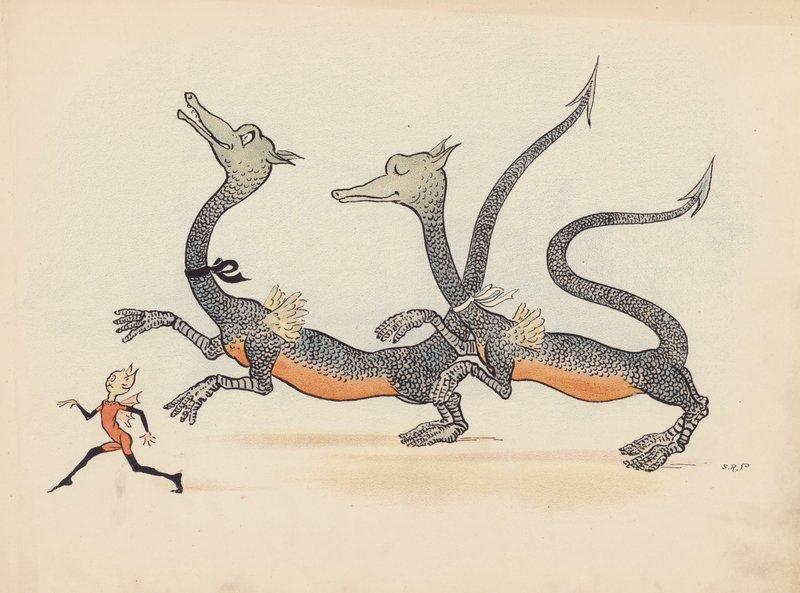 Ilustración para Little Twin Dragons de S Rosamond Praeger (litografía en color) de Sophia Rosamond Praeger