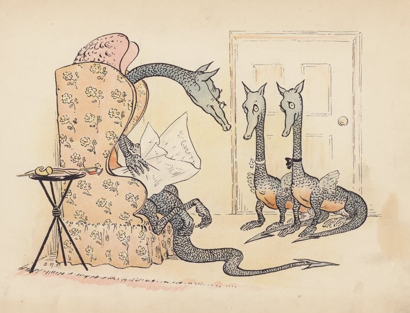 Ilustración para Little Twin Dragons de S Rosamond Praeger (litografía en color) de Sophia Rosamond Praeger