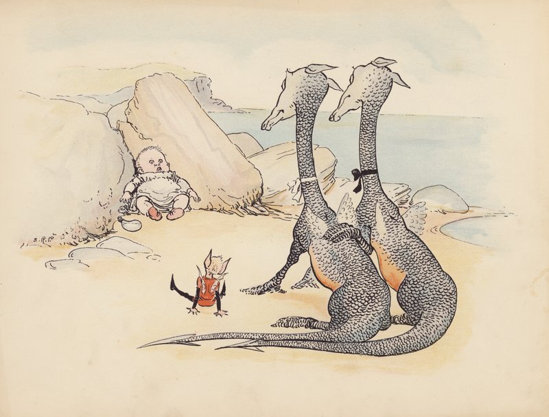 Ilustración para Little Twin Dragons de S Rosamond Praeger (litografía en color) de Sophia Rosamond Praeger