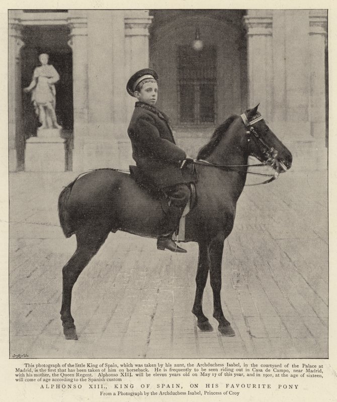 Alfonso XIII, Rey de España, en su pony favorito de Spanish Photographer