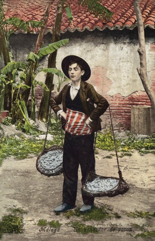 Vendedor de pescado, Málaga, España (foto en color) de Spanish Photographer