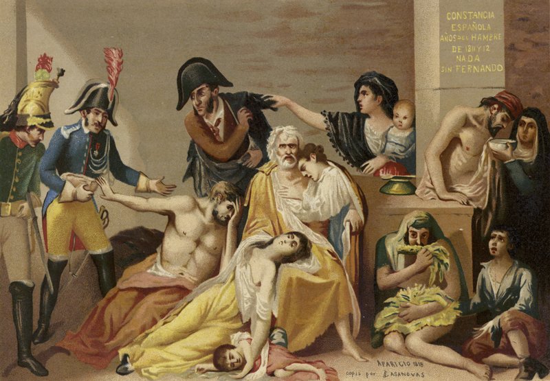 Copia de una pintura titulada Hambre de Spanish School