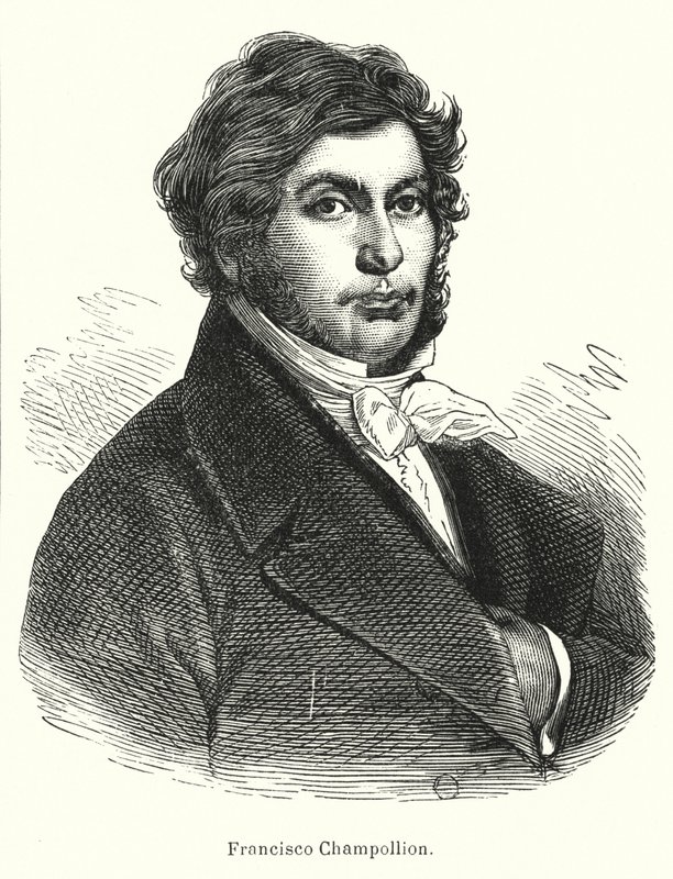 Jean-Francois Champollion, erudito francés, filólogo y descifrador de jeroglíficos egipcios antiguos (litografía) de Spanish School