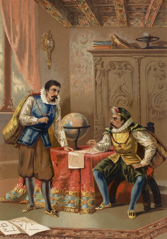 Johannes Kepler y Tycho Brahe en el Observatorio de Praga, c1600 de Spanish School