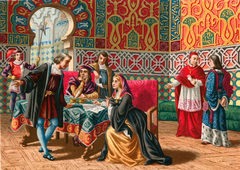 Encuentro entre Colón y Fernando e Isabel antes del viaje de descubrimiento de Spanish School