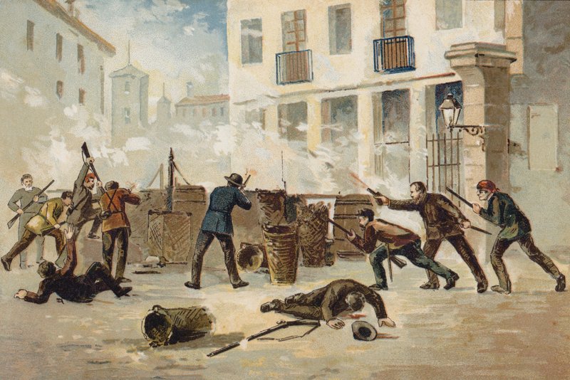 Miembros de la Milicia Nacional en Valencia negándose a desarmar, España, 1873 de Spanish School