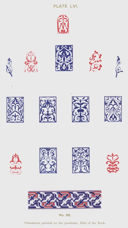 Ornamentos pintados en los colgantes, Salón de la Barca de Spanish School