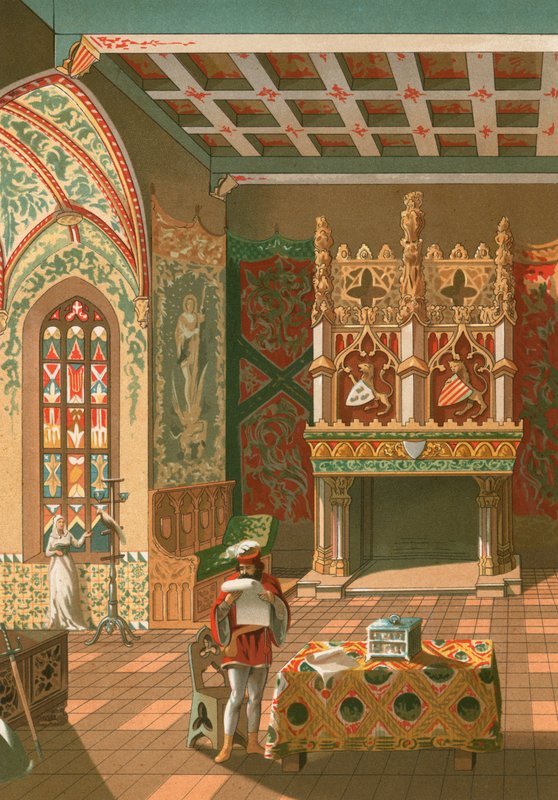 Salón de un castillo feudal de Spanish School