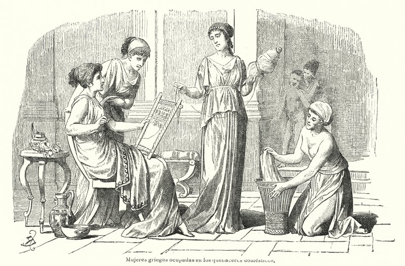 Mujeres realizando tareas domésticas en la Antigua Grecia de Spanish School