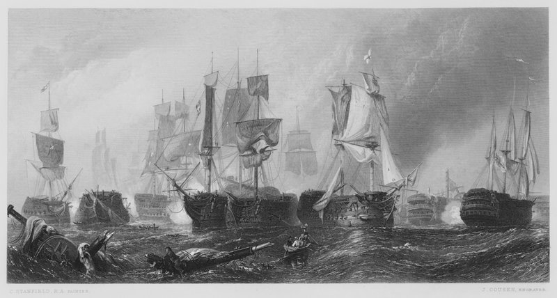 La batalla de Trafalgar, de la Galería Vernon de Stanfield