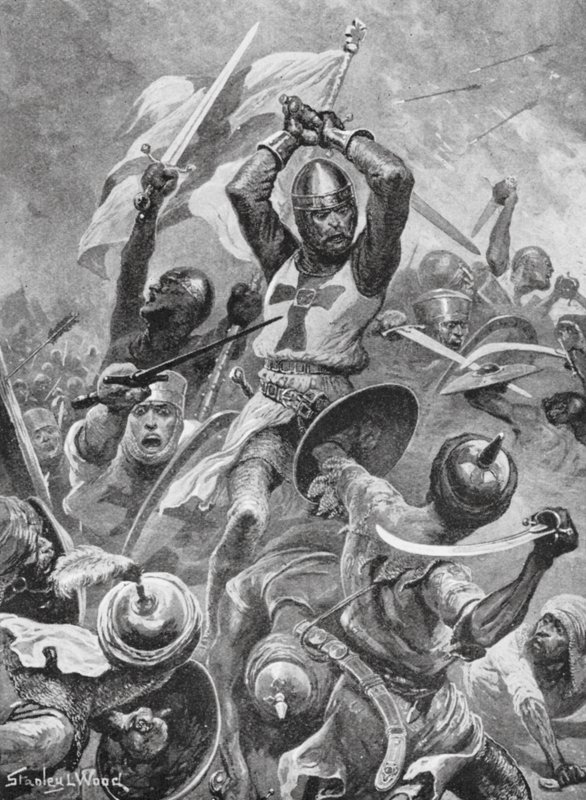 Cruzados asaltando la ciudad de Tiro (litografía) de Stanley L. (after) Wood