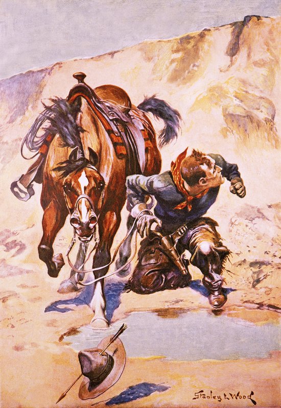 Vaquero perseguido por indios de Stanley L. Wood