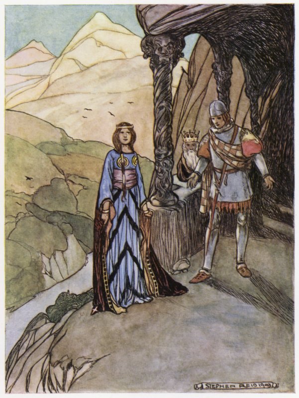 Ilustración de Siegfried el matadragones (litografía en color) de Stephen Reid