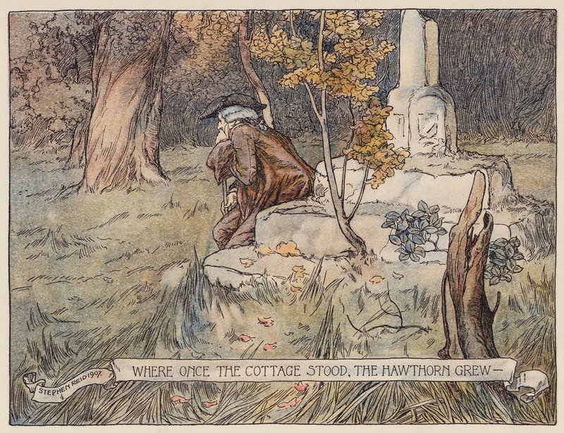 Ilustración para The Deserted Village de Oliver Goldsmith (litografía en color) de Stephen Reid