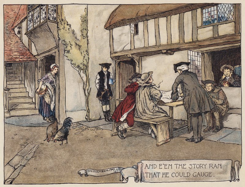 Ilustración para The Deserted Village de Oliver Goldsmith (litografía en color) de Stephen Reid