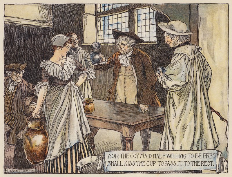Ilustración para The Deserted Village de Oliver Goldsmith (litografía en color) de Stephen Reid