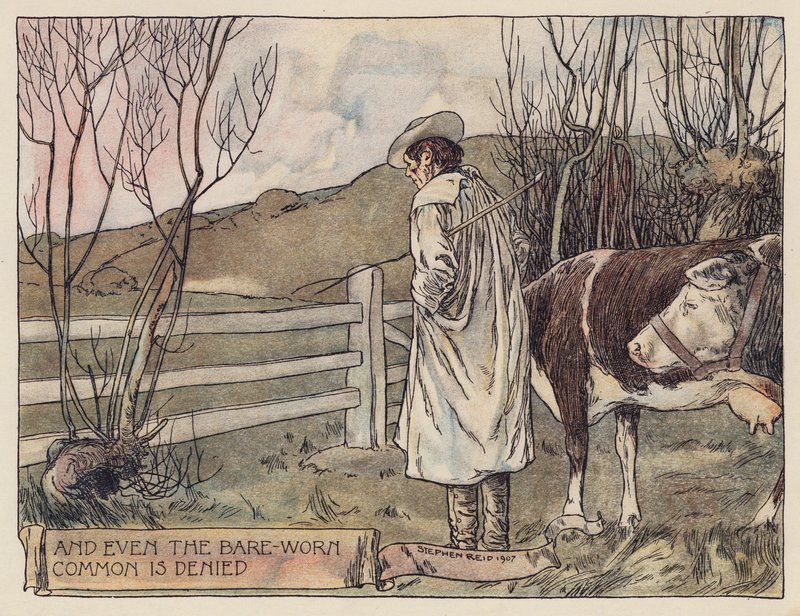 Ilustración para The Deserted Village de Oliver Goldsmith (litografía en color) de Stephen Reid