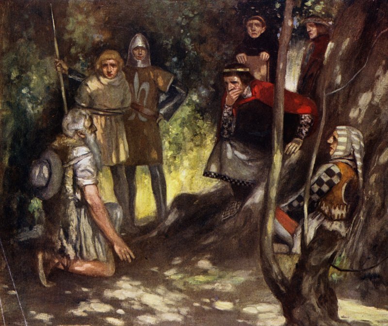 San Luis de Francia en el bosque de Vincennes (litografía en color) de Stephen Reid