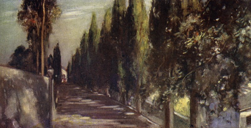 La Avenida del Encuentro, San Miniato (litografía en color) de Stephen Reid