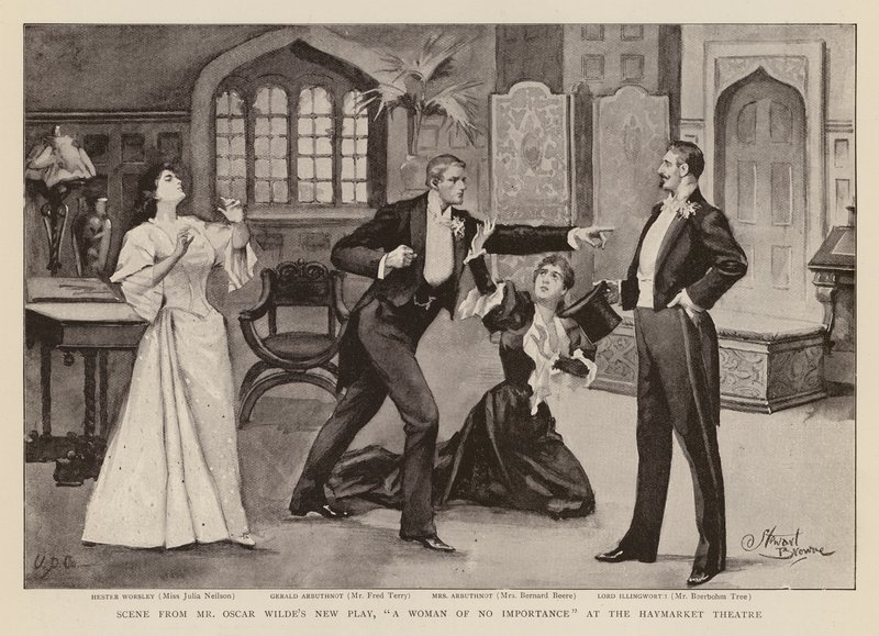 Escena de la obra Una mujer sin importancia, de Oscar Wilde (grabado) de Stewart Browne