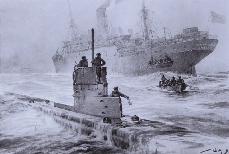 Hundimiento del barco mercante británico Linda Blanche por el submarino alemán U-21 frente a Liverpool, Primera Guerra Mundial, 30 de enero de 1915 de Willy  Stoewer 