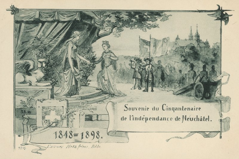 Cincuenta aniversario de Neuchatel declarándose una república dentro de la Confederación Suiza en 1848 de Swiss School