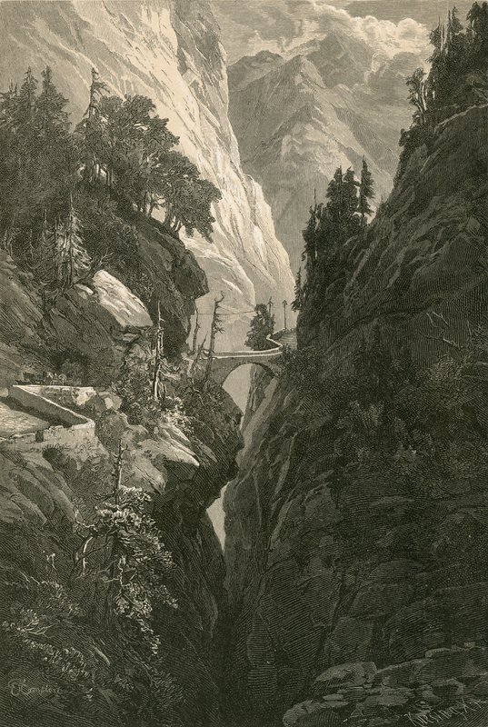 Escena en la Via Mala, en el camino de Coire a Splugen de Swiss School