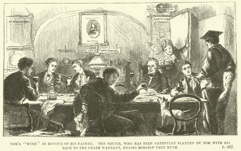 Ilustración para Tom Brown en Oxford de Thomas Hughes de Sydney Prior (after) Hall