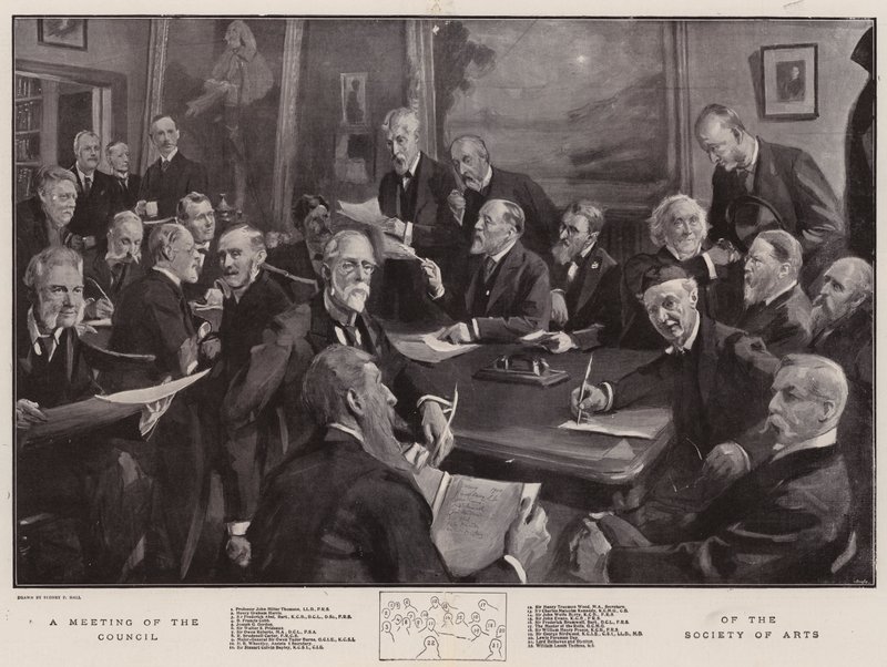 Una reunión del Consejo de la Sociedad de las Artes de Sydney Prior Hall