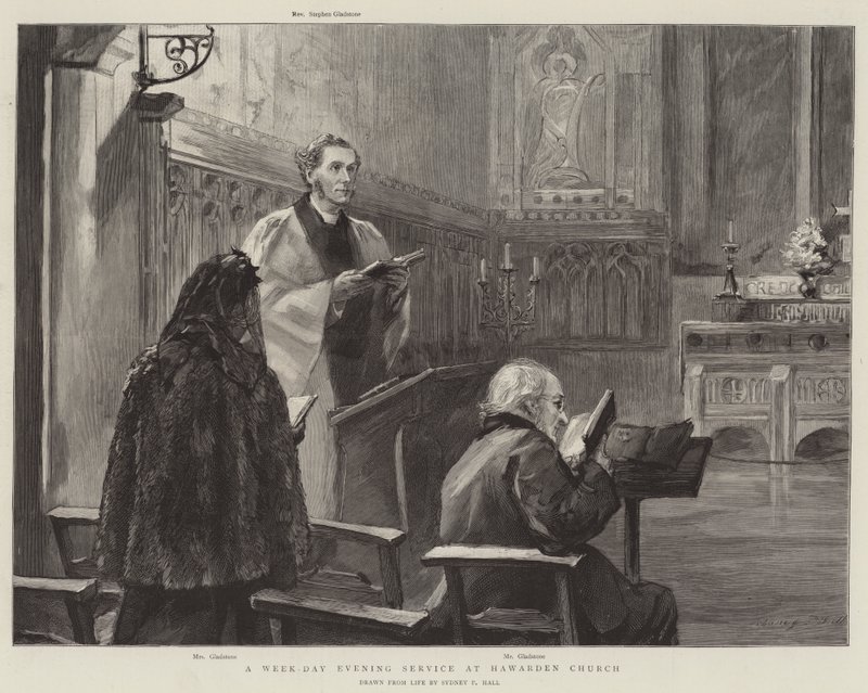 Servicio vespertino en la iglesia de Hawarden de Sydney Prior Hall