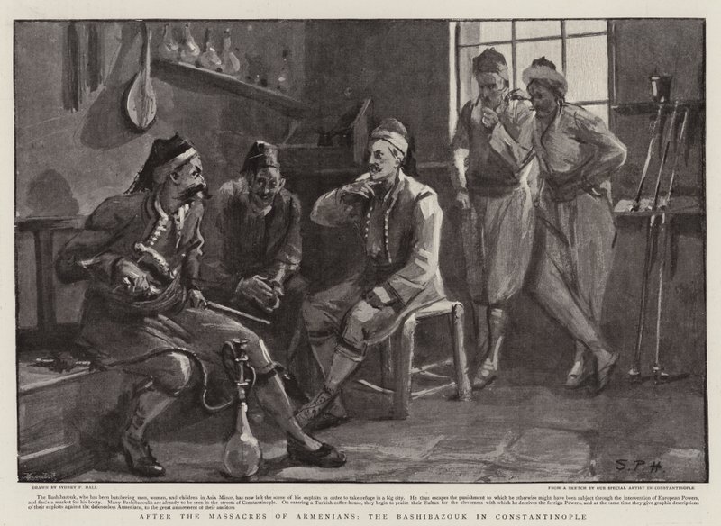 Después de las masacres de armenios, el Bashibazouk en Constantinopla de Sydney Prior Hall