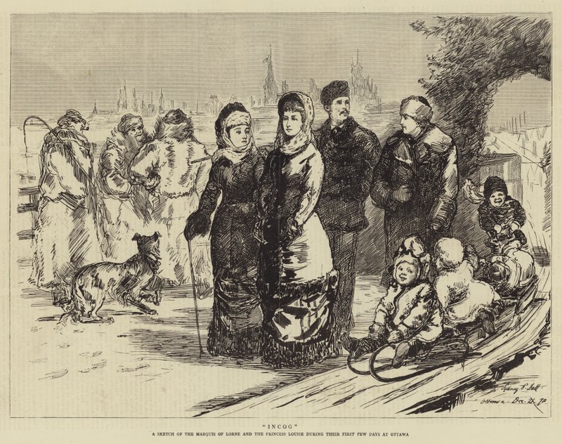 Incógnito, un boceto del Marqués de Lorne y la Princesa Louise durante sus primeros días en Ottawa de Sydney Prior Hall