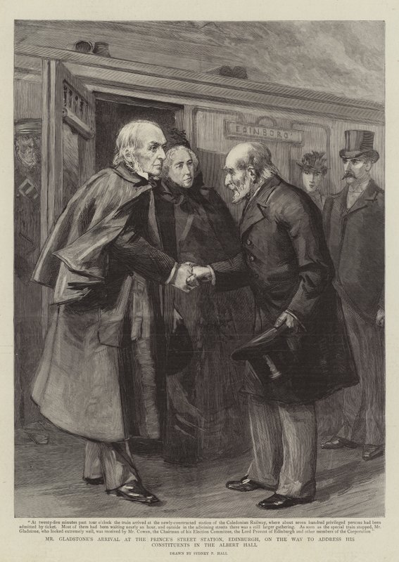La llegada del Sr. Gladstone a la estación de Prince