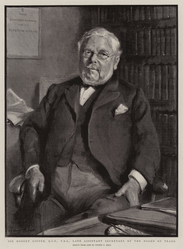 Sir Robert Giffen, KCB, FRS, ex Subsecretario de la Junta de Comercio de Sydney Prior Hall