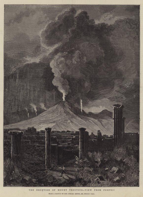 La erupción del Monte Vesubio, vista desde Pompeya de Sydney Prior Hall